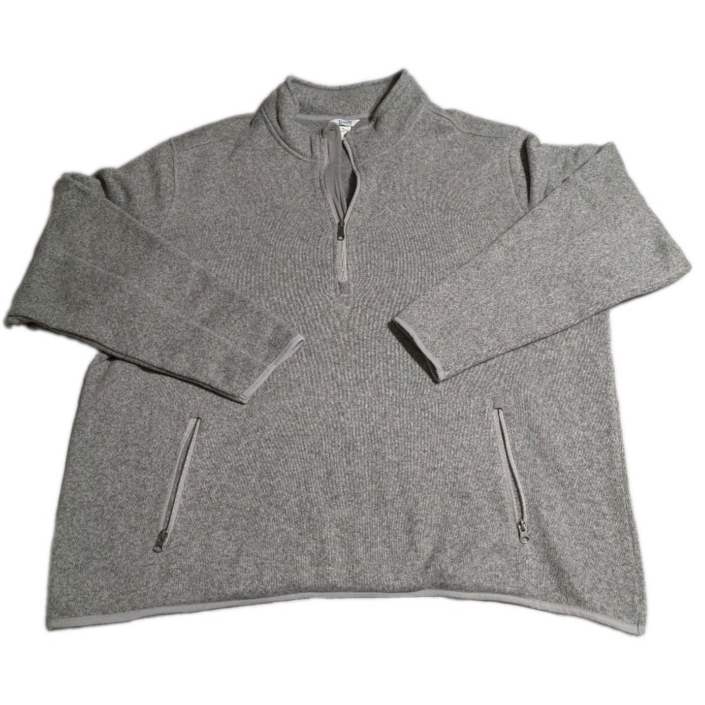 Duluth Trading Mens 3XL Sweater Fleece Quarter Zip Pullover Gray Relaxed Fit